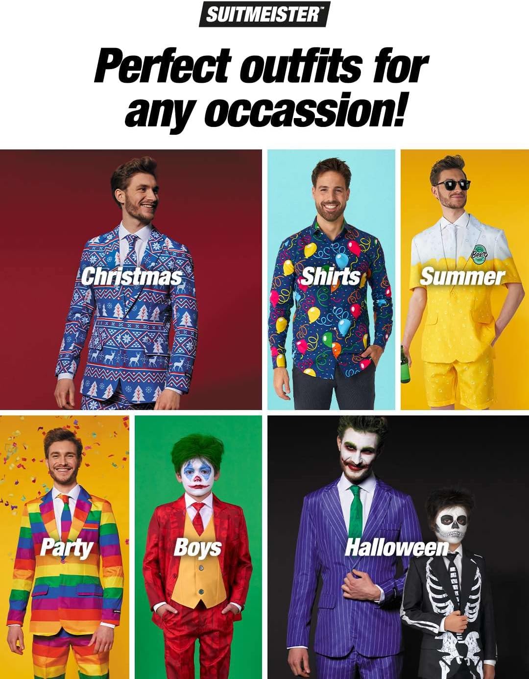 Suitmeister Weihnachtsanzug für Jungen - lustige hässliche Weihnachtskleidung mit echten Lichterner