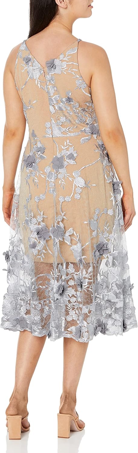 Dress the Population Damen Kleid S Mineral Blue/Nude, S Mineral Blue/Nude