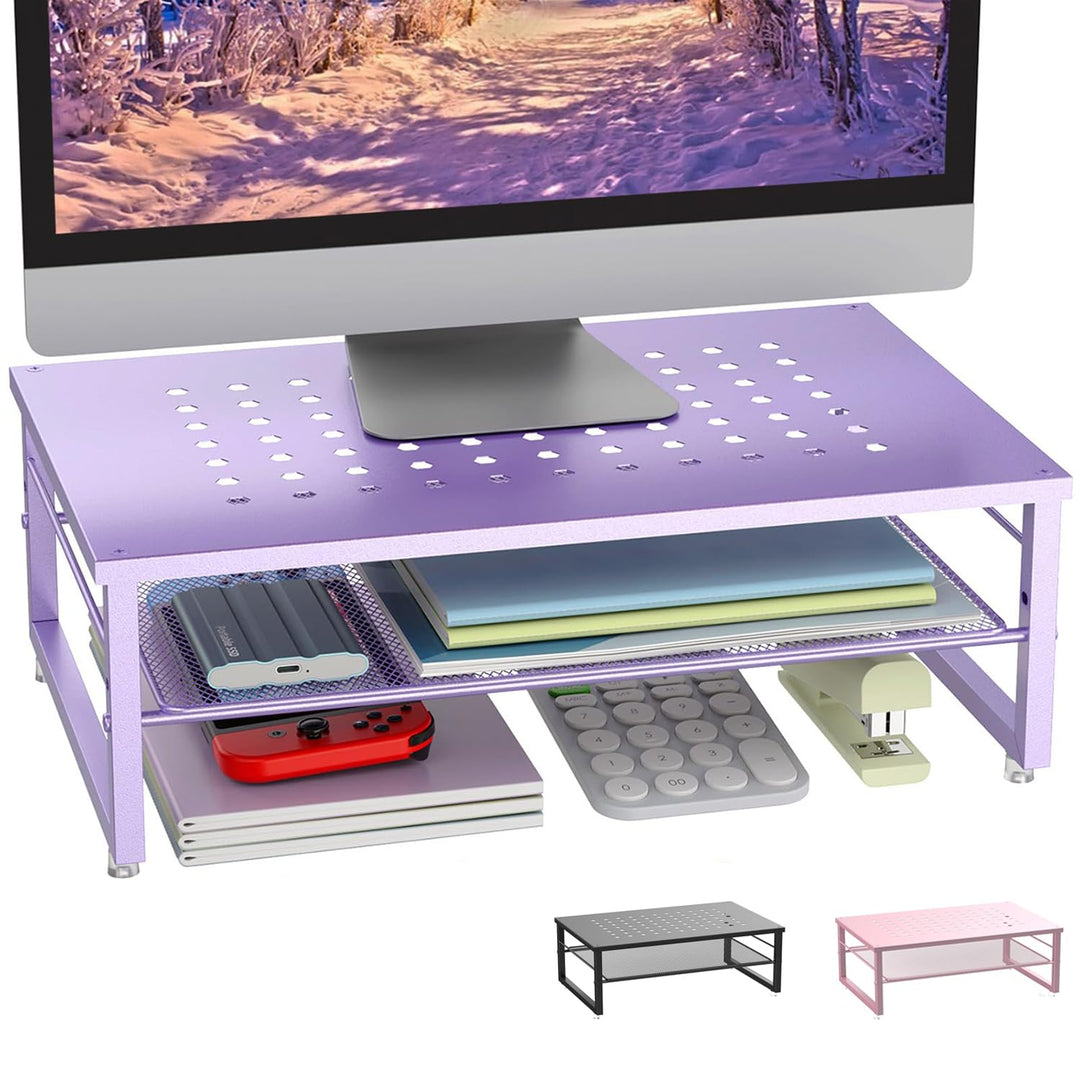 Schreibtisch-Organizer und Zubehör, 2-stufiger Monitorständer aus Metall, Monitor-Organizer für den