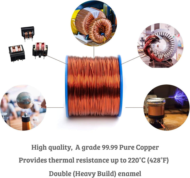 Emtel 0.724 mm (21 AWG) - 500 gr (1 LB) - 134 Meter Emaillierter Kupferdraht - Wärmeklasse 220°C (42