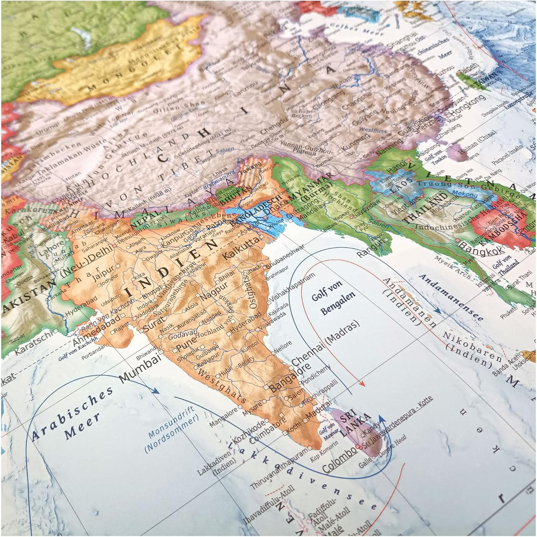 Politische Weltkarte, Grösse 120 x 80 cm, Stand der Weltkarte 2023, deutsch Papier 120 x 80 cm, Papi