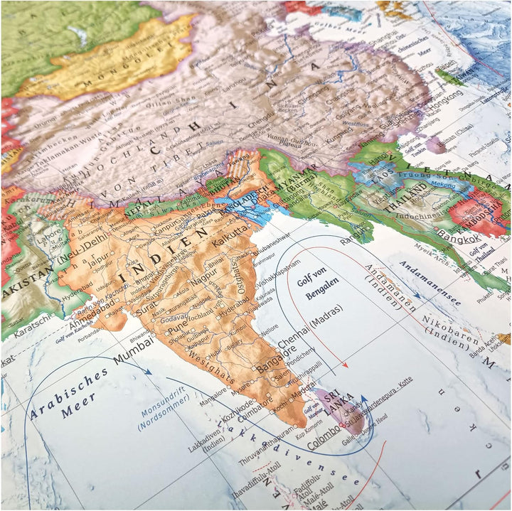 Politische Weltkarte, Grösse 120 x 80 cm, Stand der Weltkarte 2023, deutsch Papier 120 x 80 cm, Papi