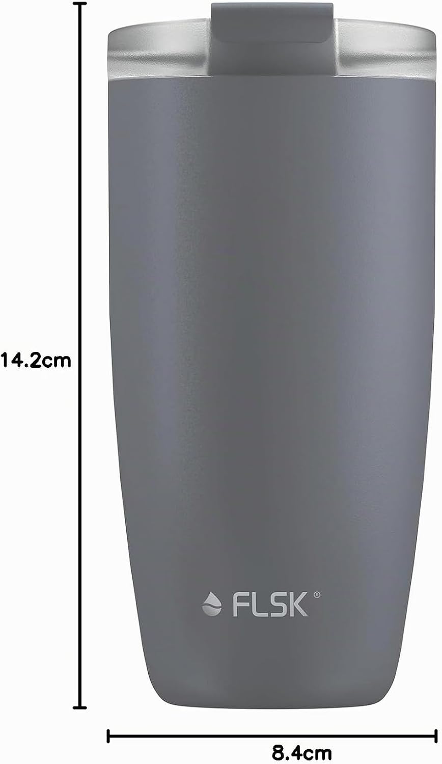 FLSK CUP Edelstahl Mehrwegbecher für unterwegs (350 ml, 500 ml) - 3 h heiss, auslaufsicher, inkl. pl
