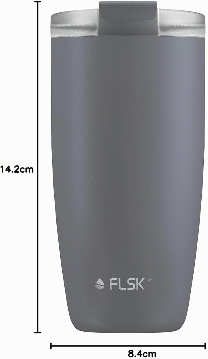 FLSK CUP Edelstahl Mehrwegbecher für unterwegs (350 ml, 500 ml) - 3 h heiss, auslaufsicher, inkl. pl