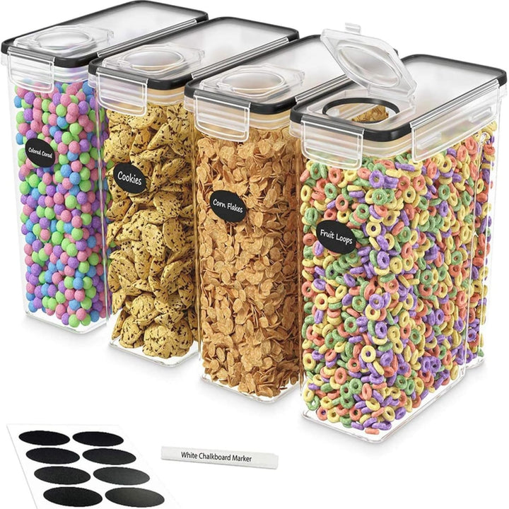 Müsli-Aufbewahrungsbehälter, 4 l, luftdichter Klappdeckel, BPA-frei, transparenter Kunststoff mit Et