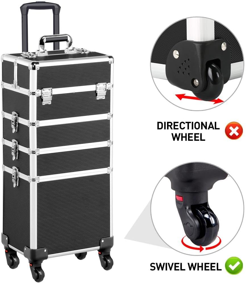 Yaheetech 4 in 1 Kosmetikkoffer gross Schminkkoffer Kosmetikorganiser Multikoffer Schmuckkoffer Fris
