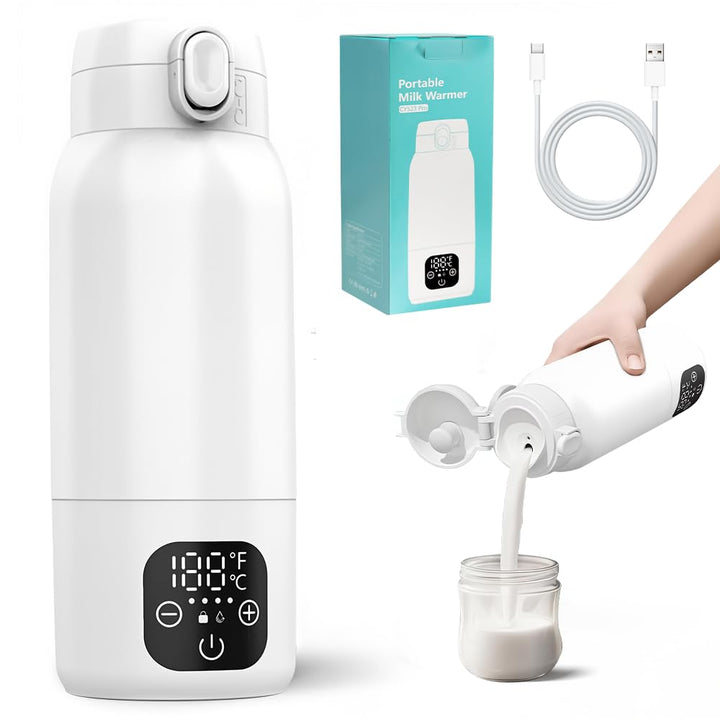 Flaschenwärmer Baby Unterwegs, 500ml Tragbarer Baby Flaschenwärmer mit 11000mAh Schnelles Aufheizen