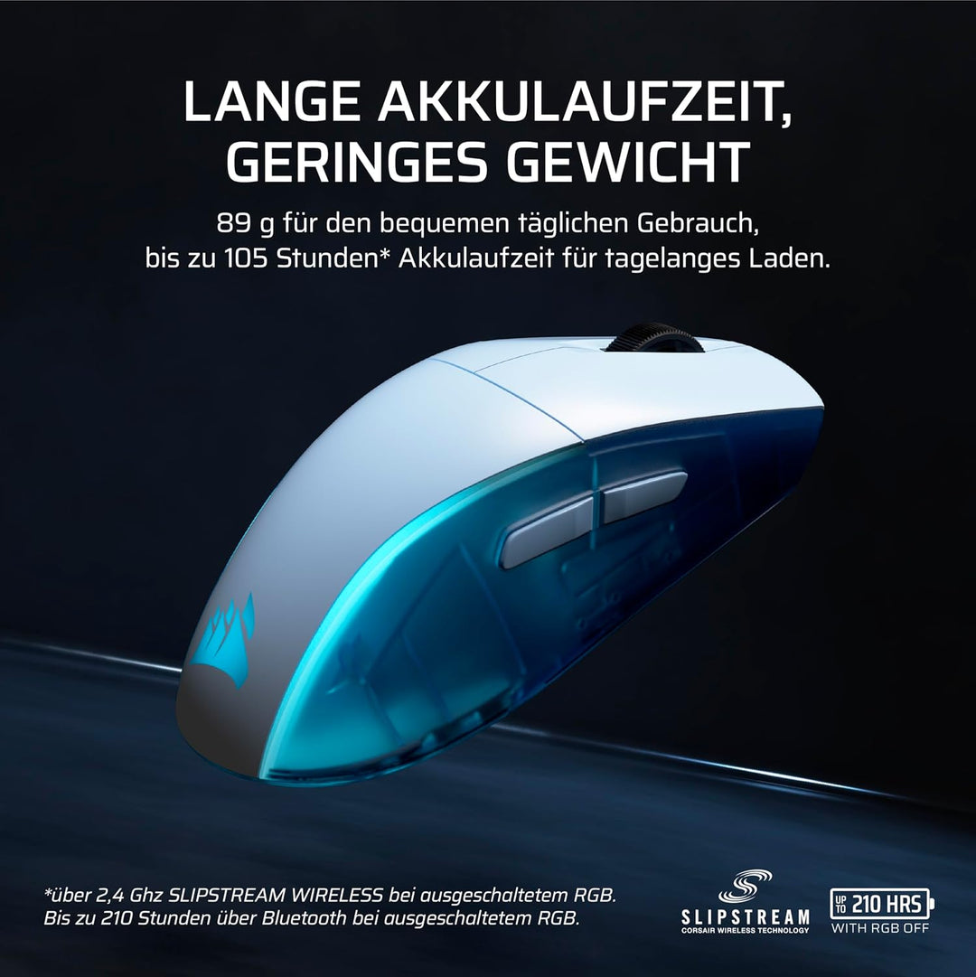 Corsair M75 Wireless RGB Leichte Beidhändig Nutzbare FPS-Gaming-Maus – 26.000 DPI, Austauschbare Sei