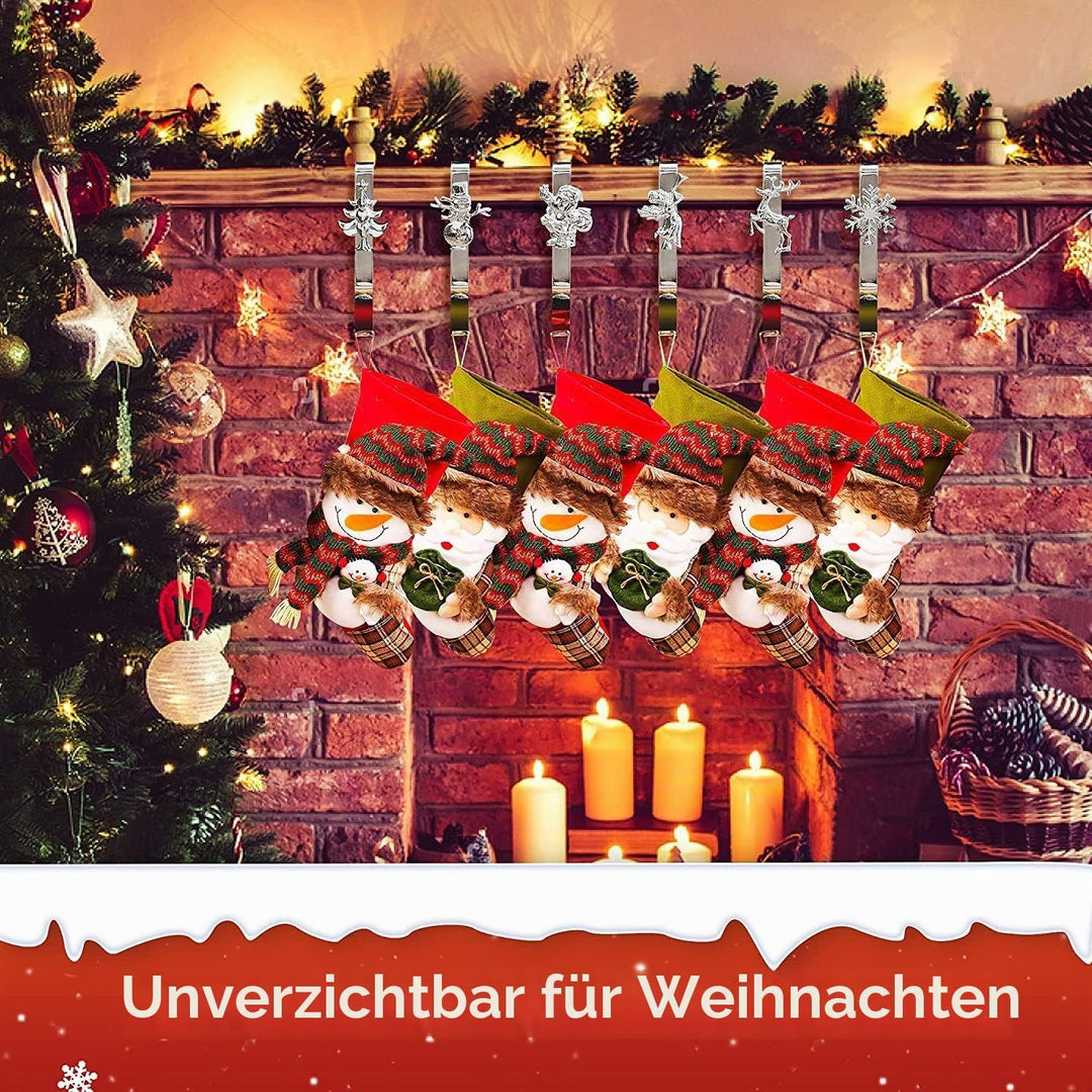 KAHEIGN 5Pcs Weihnachtsstrumpf Halter Metall Kamin Haken - Weihnachtsstrumpf Aufhänger Haken für Wei