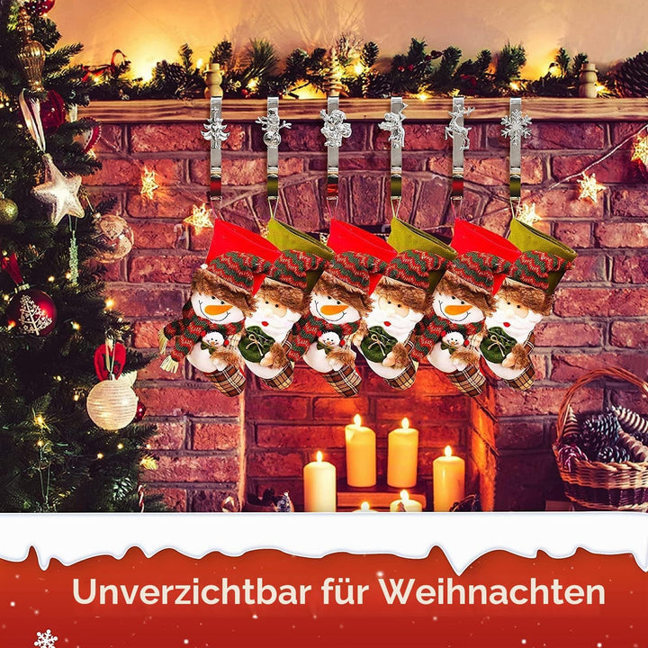 KAHEIGN 5Pcs Weihnachtsstrumpf Halter Metall Kamin Haken - Weihnachtsstrumpf Aufhänger Haken für Wei