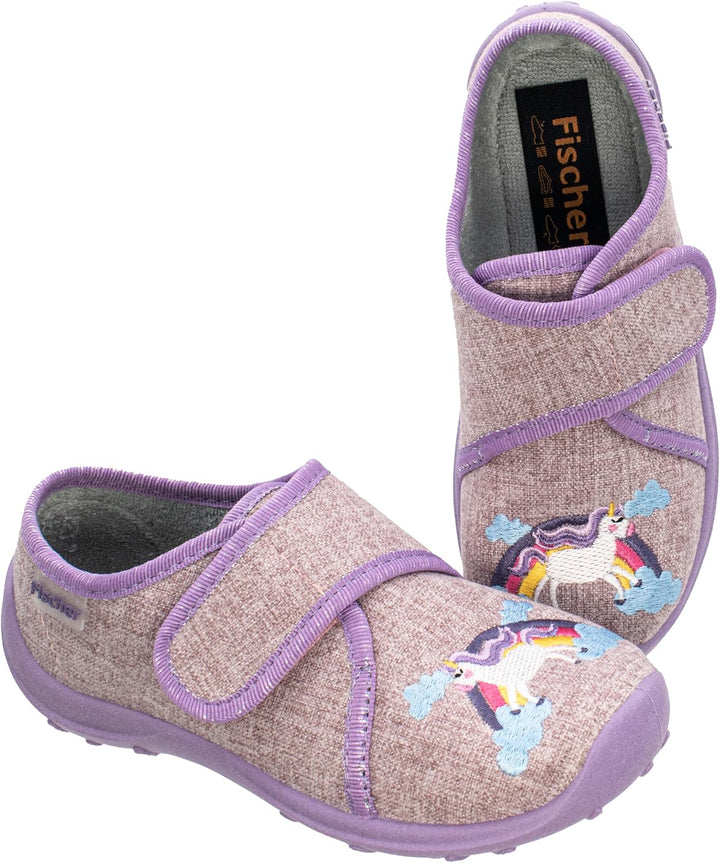 Fischer Kinder Hausschuh Mädchen Mary Jane Ballerina Glitzer Stern 632344 36 EU Flieder, 36 EU Flied