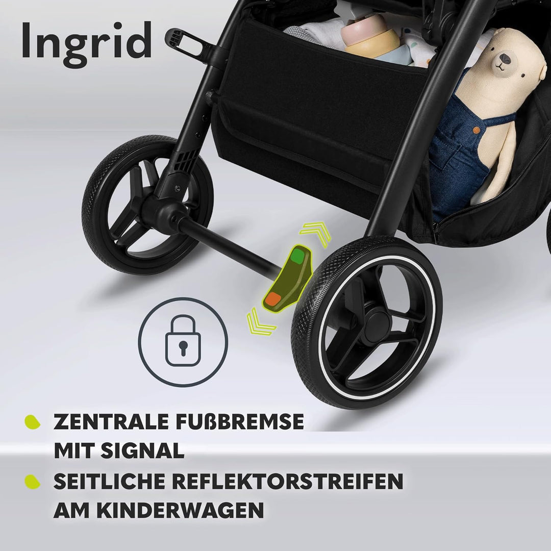 LIONELO INGRID Kinderwagen bis 22 kg von 6 Monaten bis 4 Jahren Grosse 360° schwenkbare Räder Volle