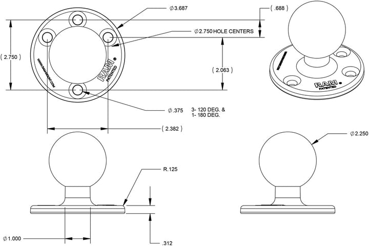 RAM Mount RAM-D-202U Halterungsset (322 g)