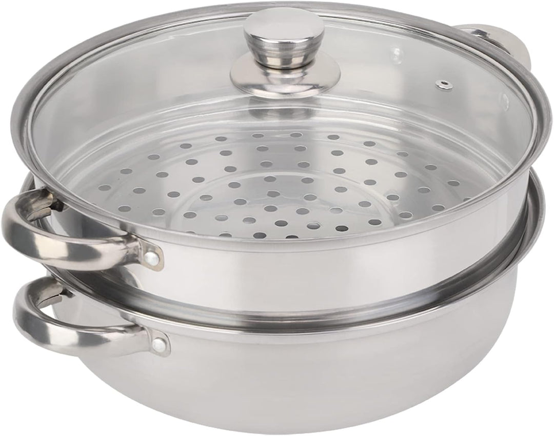 Edelstahl-Kochgeschirr 27 cm 2-Schicht-Dampfgarer Topfkocher Doppelkochersuppe Dampfkanne Langlebige