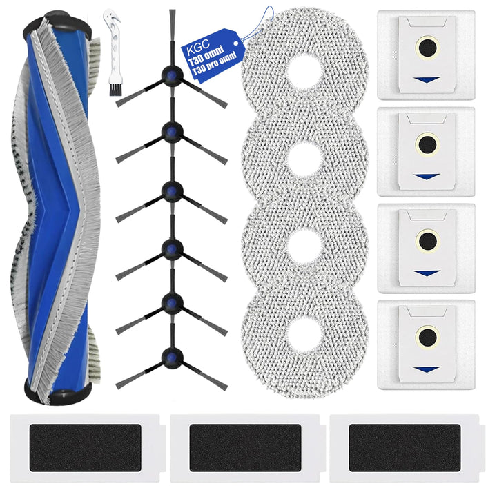 19 Stück Zubehörset für Ecovacs Deebot T30 Pro Omni / T30 Omni Saugroboter, Ersatzteile mit 1 Gummi-