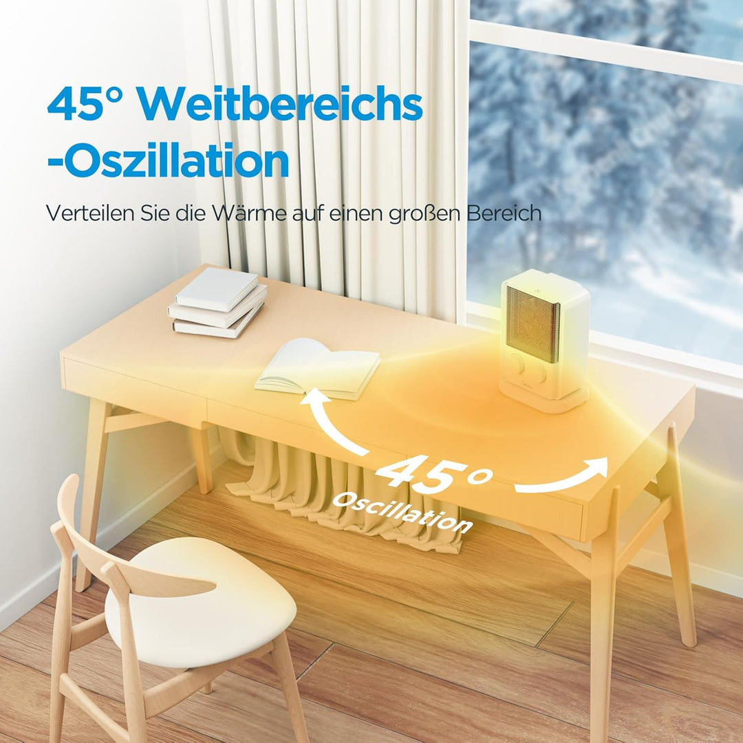 Midea NTY20-22E(WH) Keramik Heizlüfter PTC, Heizlüfter Leise Energiesparend 2000W, Heizlüfter Bad Bü