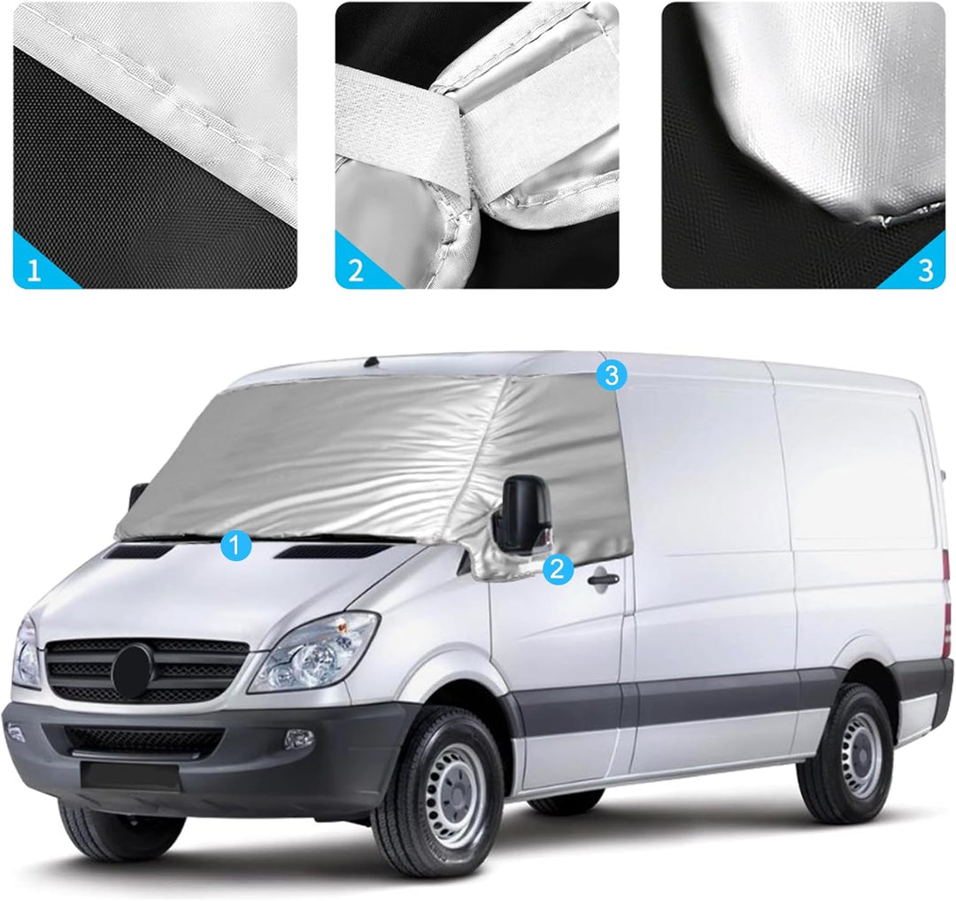Externe Thermo Scheibenabdeckung passend für Mercedes Sprinter 2006-2018, Luxus Silber Wrap Windschu