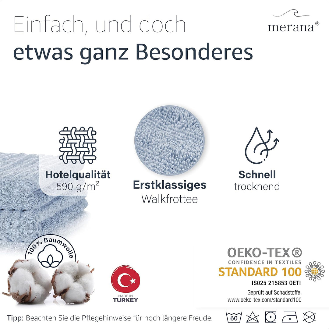 Merana Oslo Handtücher 50x100 cm - 2X Luxus Handtuch - Schnelltrocknendes Handtuch aus 100% feinster