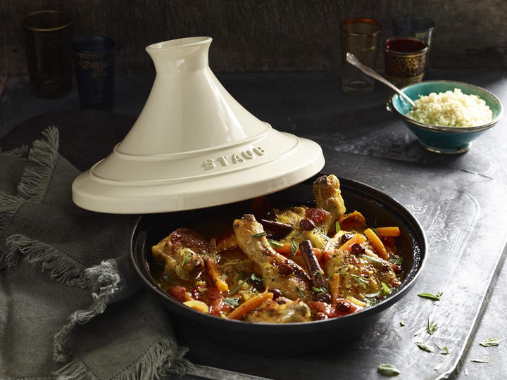 Staub 40509-394-0 Tajine, mit Sockel aus Gusseisen, Deckel aus Keramik, 20 cm, aus Gusseisen,