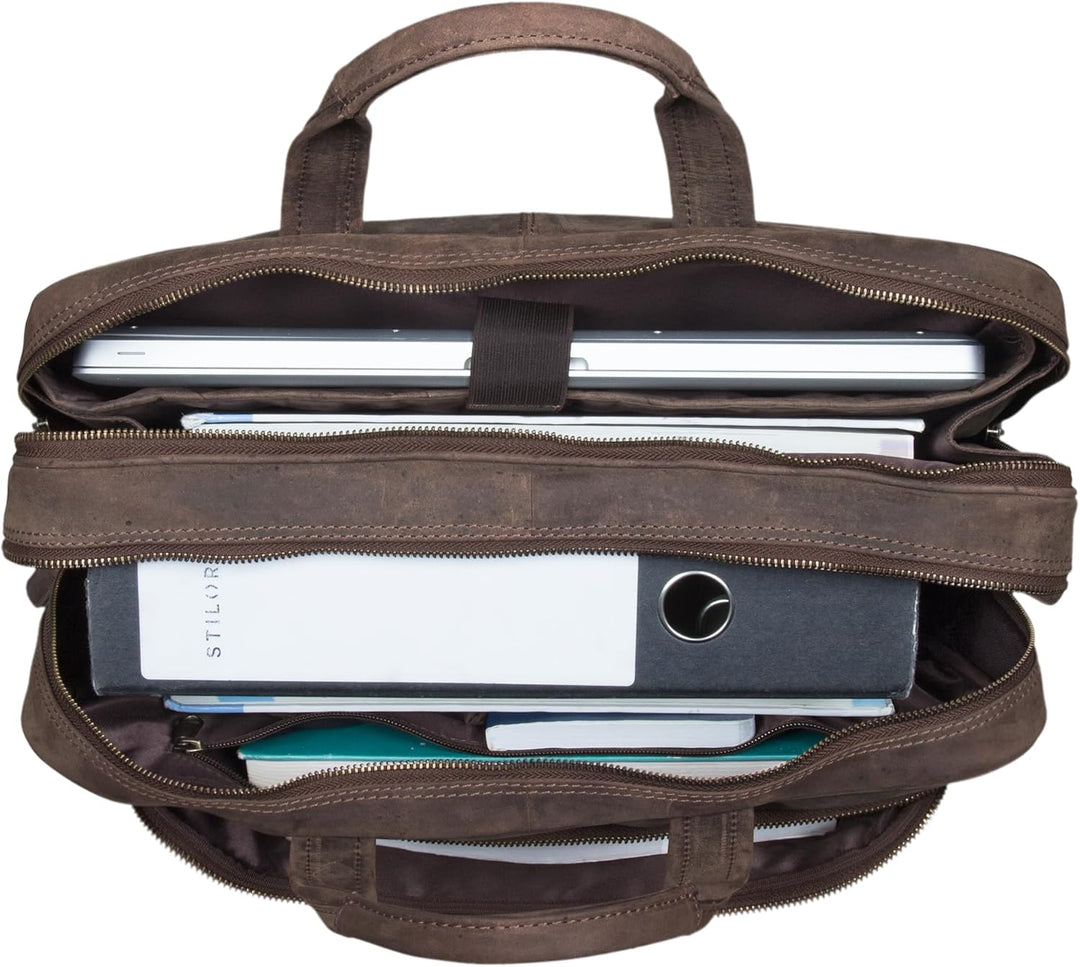 STILORD Jaron Vintage Ledertasche Leder Herren Damen 15,6 Zoll Laptoptasche Umhängetasche gross Akte