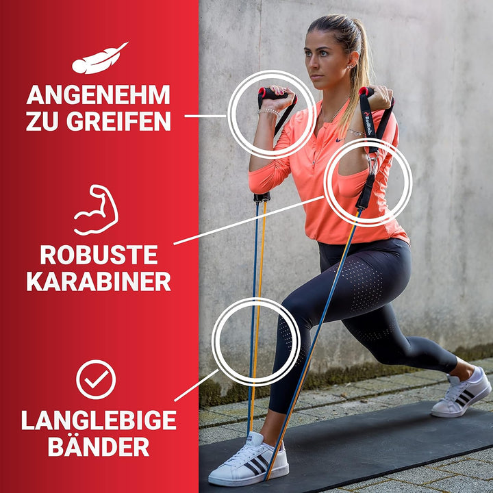 Red Rab Premium Widerstandsbänder Set für Dein Training Zuhause, Resistance Bands Set, Fitnessbänder