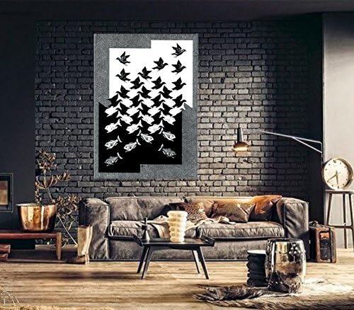 Giallobus - Bild - Druck AUF LEINWAND - Escher - Himmel UND Wasser 2-50 x 70 cm, 50 x 70 CM