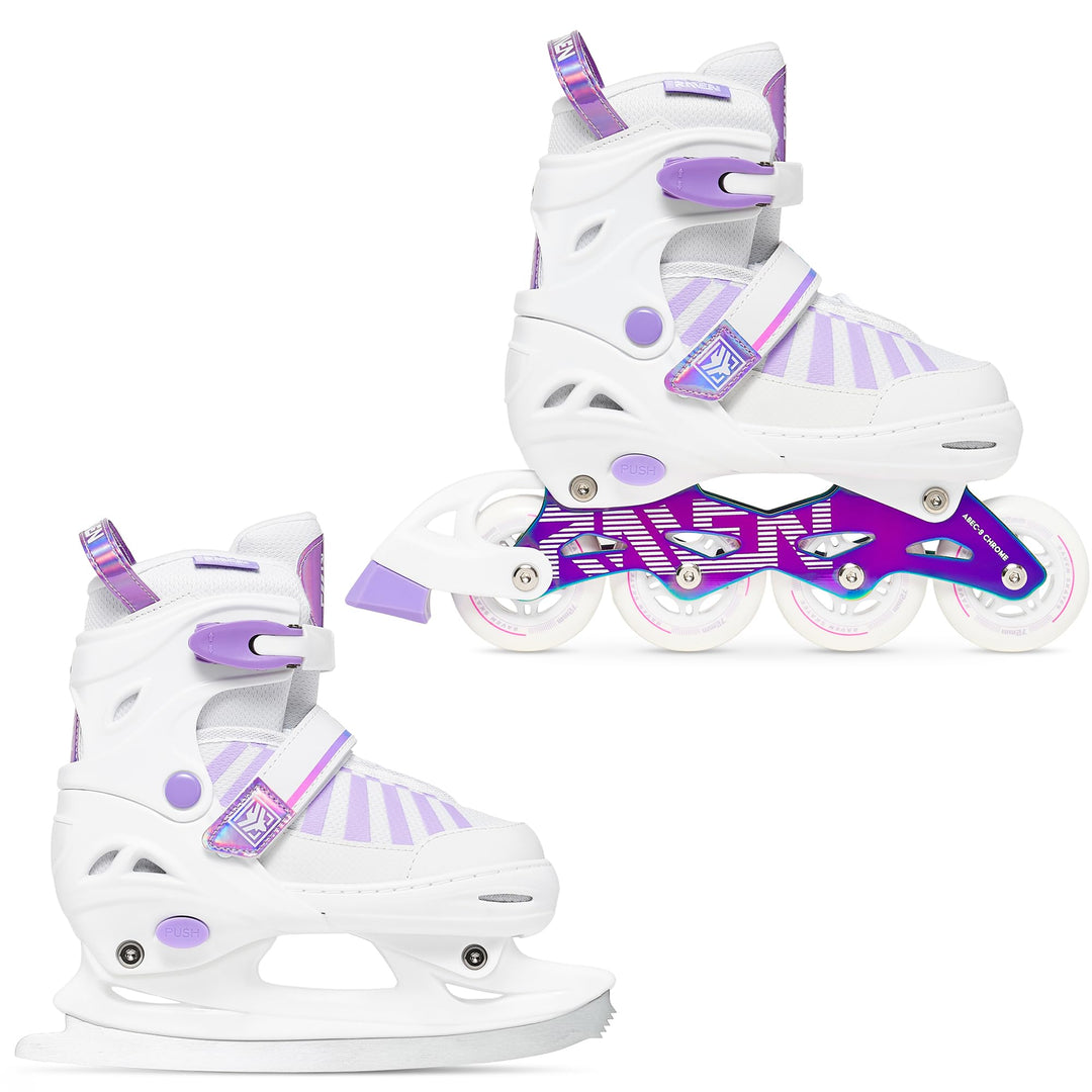 RAVEN Inline Skates Inliner für Kinder und Erwachsene OPTIONAL 2in1 mit Schlittschuhen verstellbar O