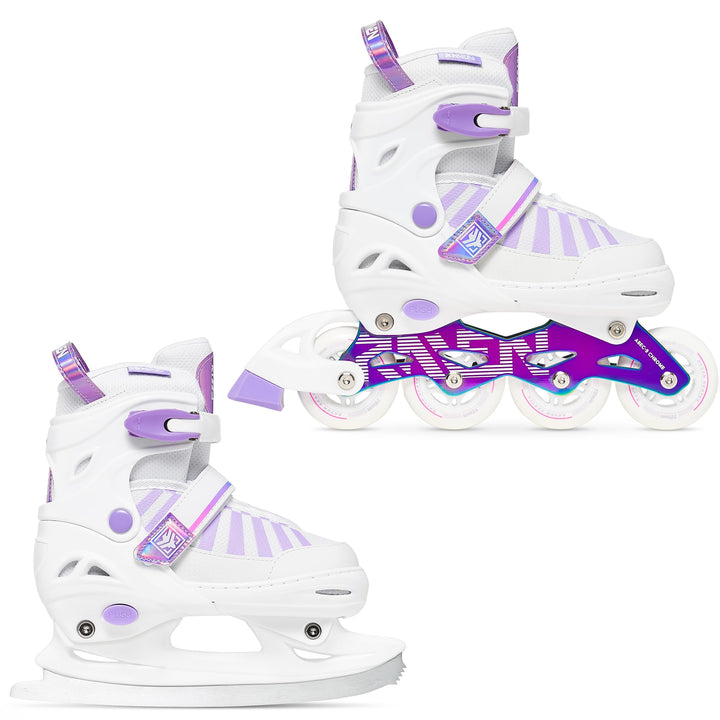 RAVEN Inline Skates Inliner für Kinder und Erwachsene OPTIONAL 2in1 mit Schlittschuhen verstellbar O