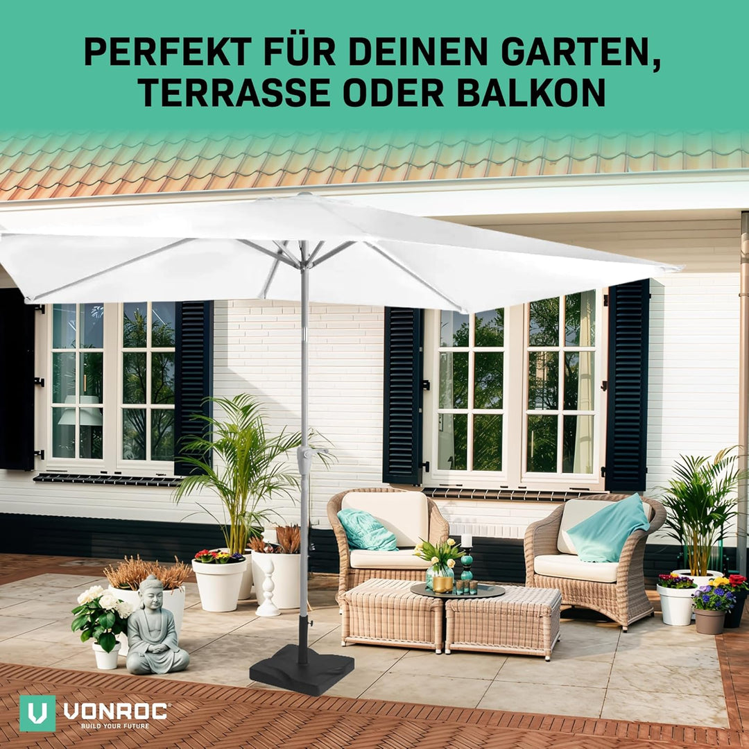 VONROC Premium-Sonnenschirm Rapallo 200x300cm – Robuster Sonnenschirm – Neigbar – UV-beständiges Tuc