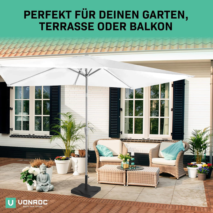 VONROC Premium-Sonnenschirm Rapallo 200x300cm – Robuster Sonnenschirm – Neigbar – UV-beständiges Tuc