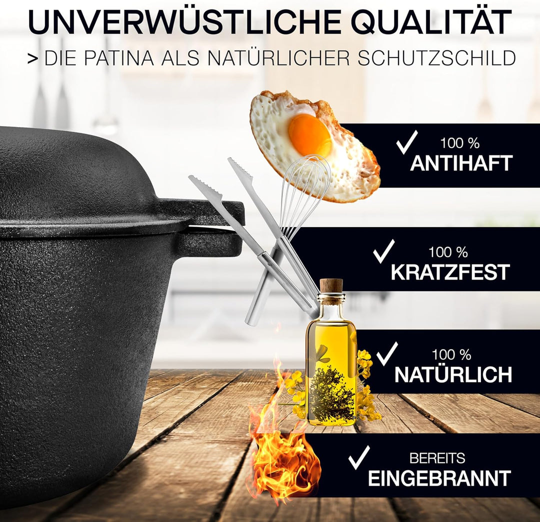 besok Brotbacktopf - Gusseisen Brot Backen Topf - Brotbackform mit Deckel - Induktion - Brottopf zum