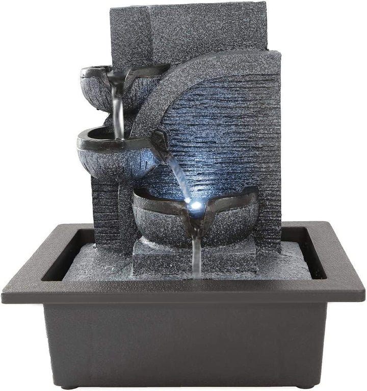 Dyna-Living Weisses Licht LED Zimmerbrunnen, Wohnzimmer Schreibtisch Brunnendekoration mit Beleuchtu