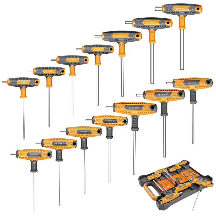 MulWark 14pc Imbusschlüssel Satz Mit Griff Inbusschlüssel Set T-Griff Schraubenschlüssel Set Metrisc