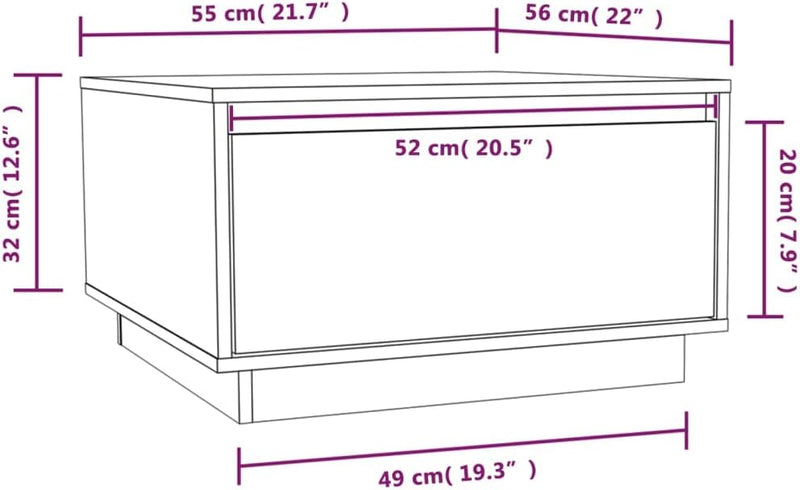 FIRBNUS 55x56x32 cm Couch Tisch Wohnzimmertisch Holz Beistelltisch Stilvollen Kleiner Tisch Wohnzimm