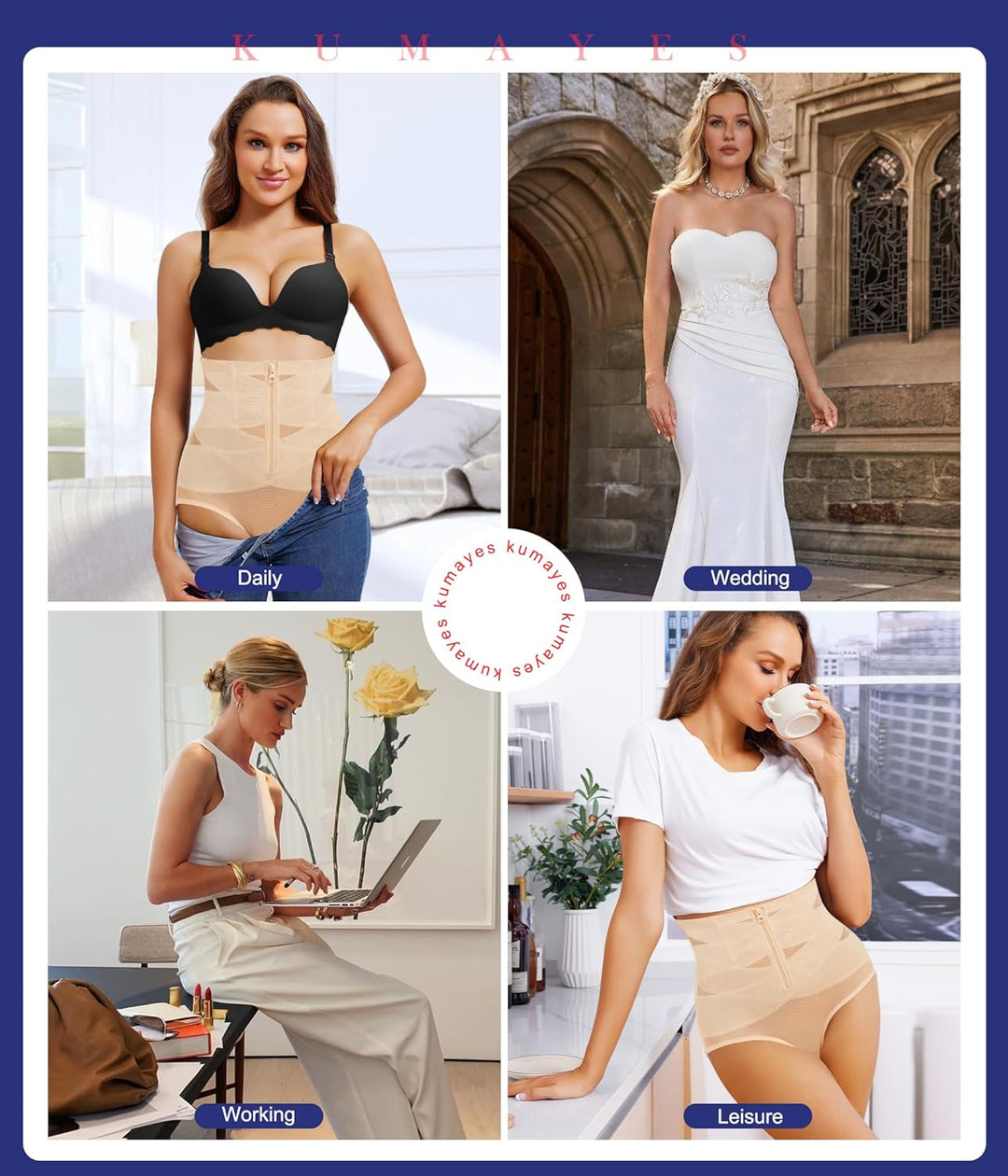 KUMAYES Damen Shapewear Bauchweg Unterhose Hoher Taille Nahtlose Miederhose Unterwäsche Bauchkontrol