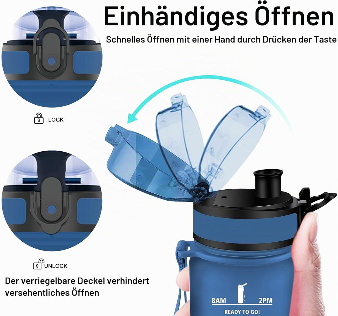 Vikaster Trinkflasche Sport, 500ml / 1L / 1,5L BPA-frei Tritan Auslaufsicher Kunststoff Wasserflasch