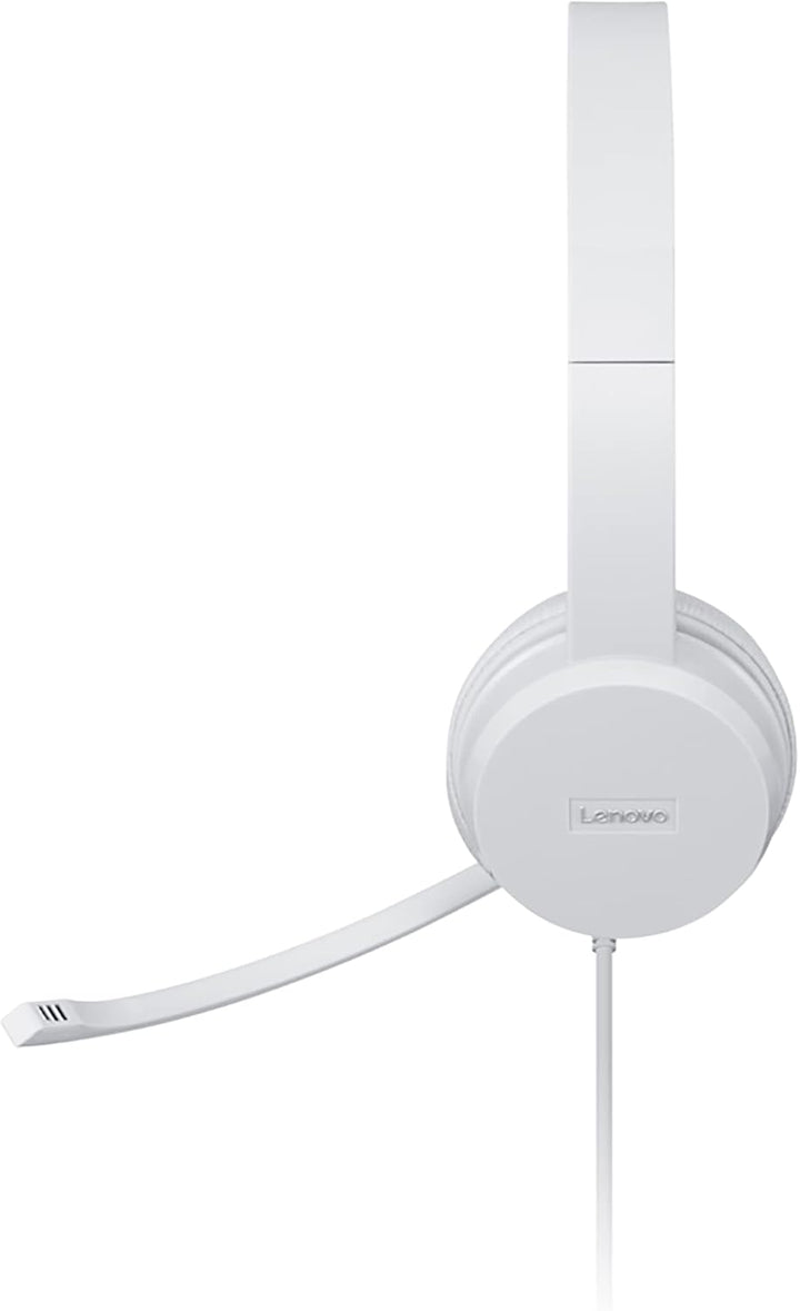 Lenovo 110 Analoge Stereo-Kopfhörer (Geräuschisolierung, drehbares Mikrofon, Leder und Schaumstoff-O