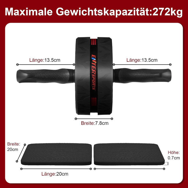 EnterSports Bauchroller, Bauchmuskeltrainer, Bauchmuskelroller mit Zwei Kniematte, Bauchrad Für Bauc