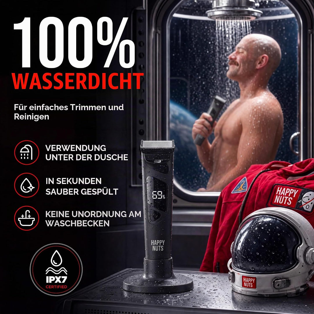 HAPPY NUTS The Ballber PRO Elektrischer Körperhaarschneider für Männer – Herren-Körperpflegeset für