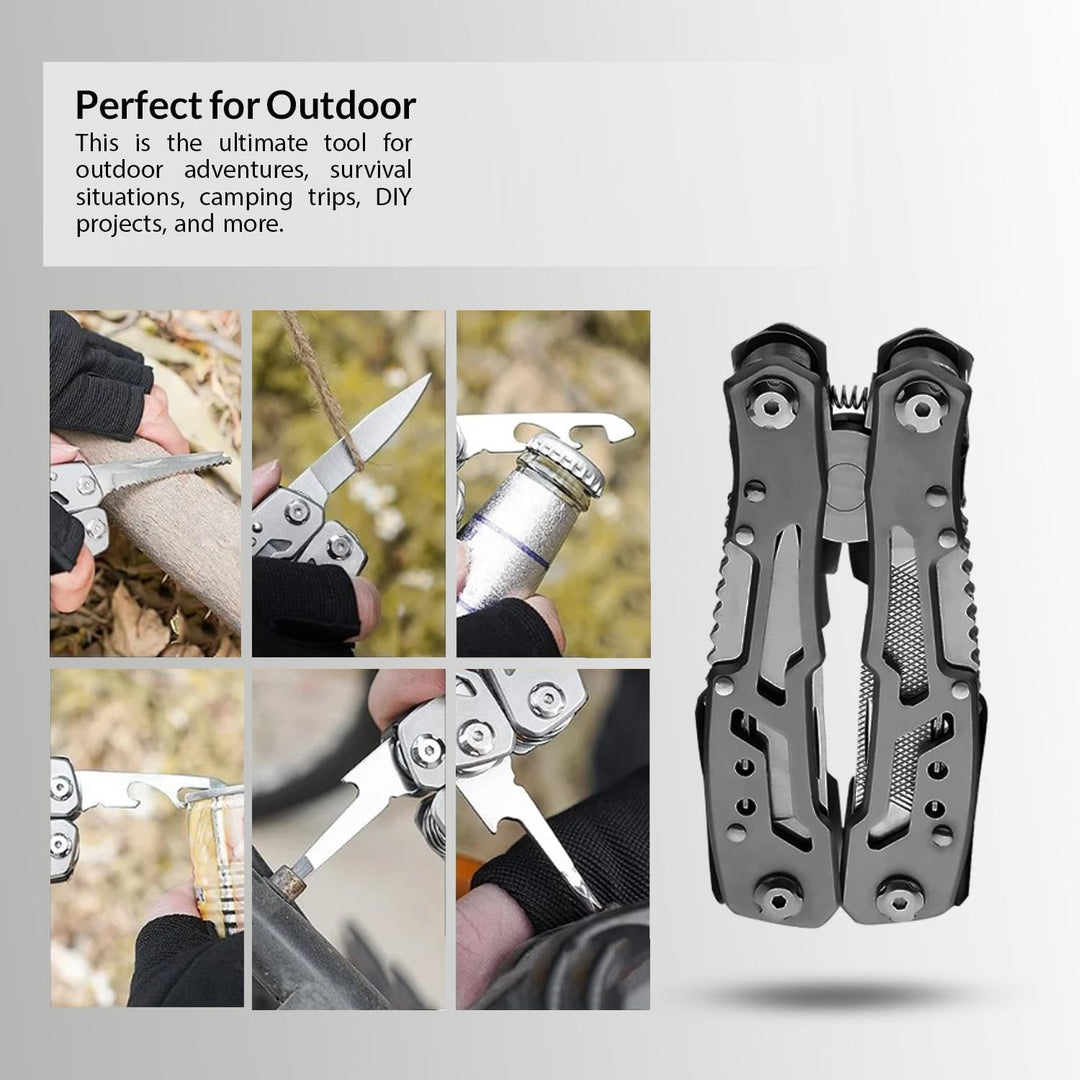 Multitool 14-in-1 mit Zange, Messer, Schraubendreher, Flaschenöffner und Nylonetui – Kompaktes und R