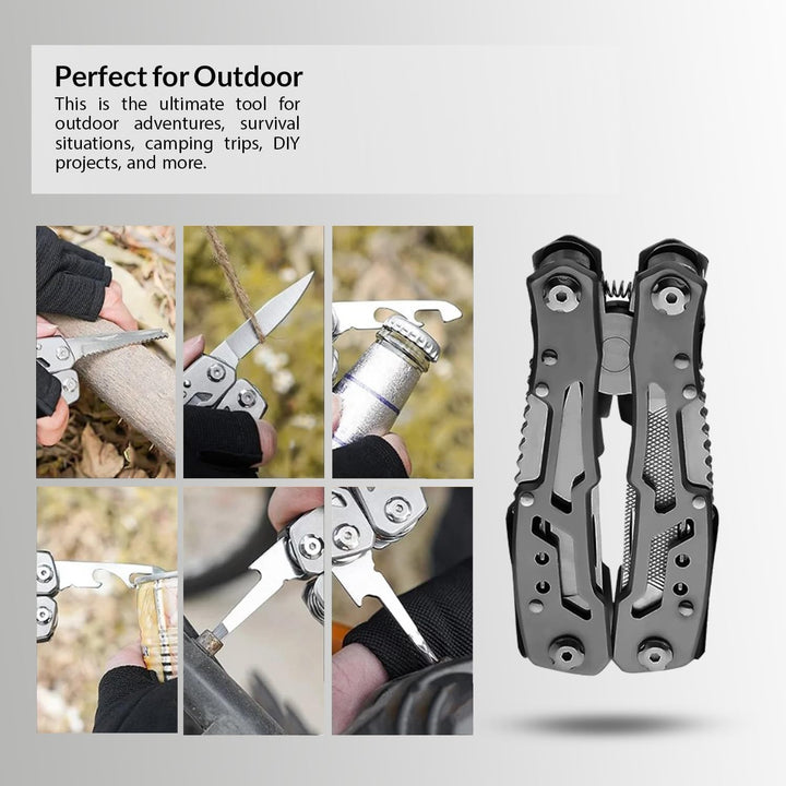 Multitool 14-in-1 mit Zange, Messer, Schraubendreher, Flaschenöffner und Nylonetui – Kompaktes und R