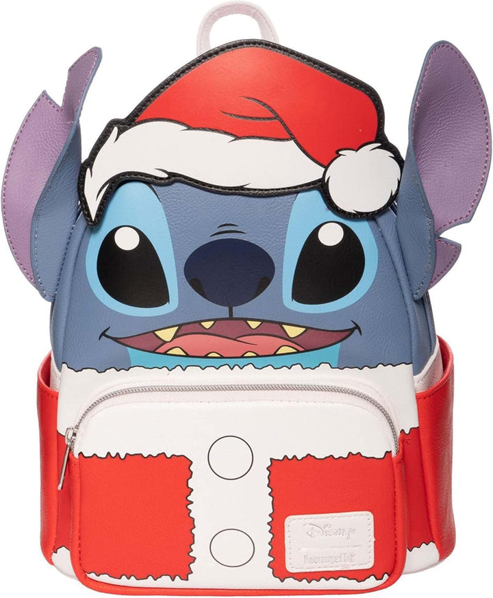 Loungefly Lilo & Stitch Holiday Santa Stitch Mini-Rucksack, Rot/Ausflug, einfarbig (Getaway Solids),