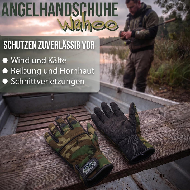 normani Anglerhandschuhe aus 3mm Titanium Neopren mit umklappbaren Fingerkuppen und rutschfesten Han