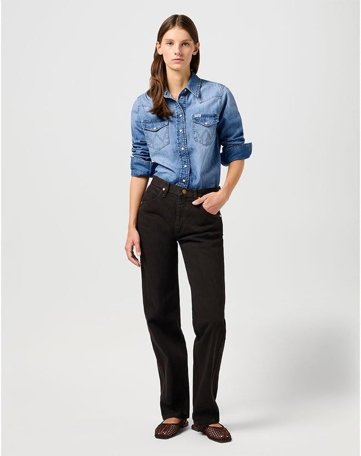 Wrangler Damen Heritage Shirt Shirt S Blue Melon Wash, S Blue Melon Wash