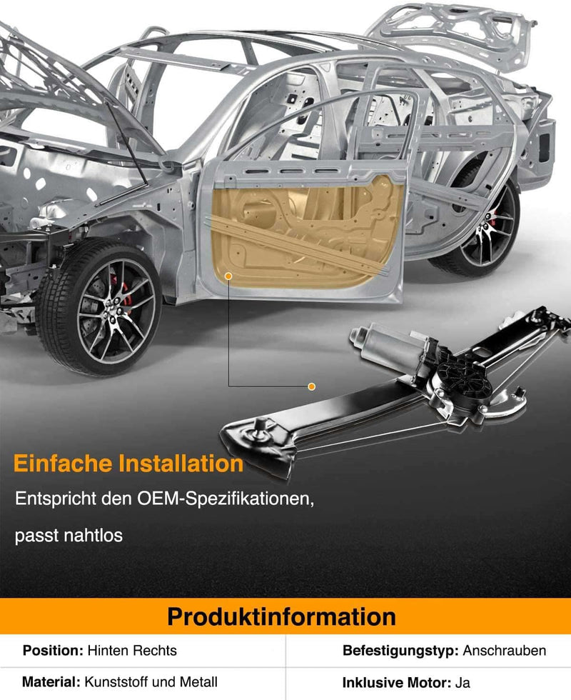 Frankberg Fensterheber Mit Motor Hinten Rechts Kompatibel mit X5 E53 SUV 2000-2006 51357125060, Hint