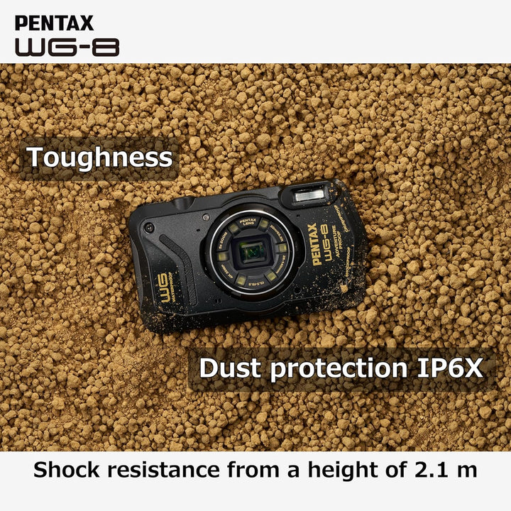 PENTAX WG-8 Schwarze Allwetter-Abenteuerkamera mit hervorragender wasserdichter, staubdichter und st
