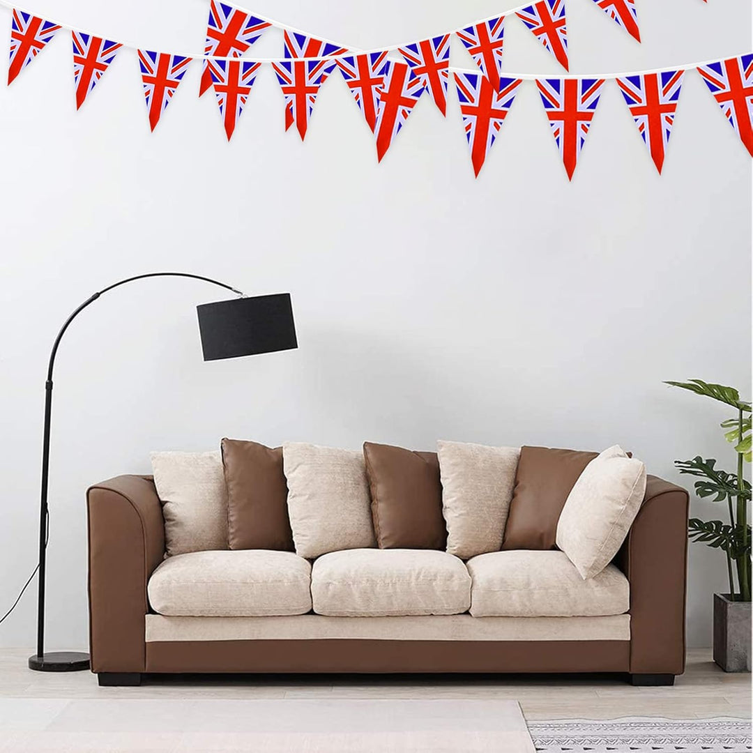 AhfuLife Union Jack Grossbritannien Wimpelkette Fahnenkette Flaggenkette, 4 Stück 30 Flaggen 14 x 21