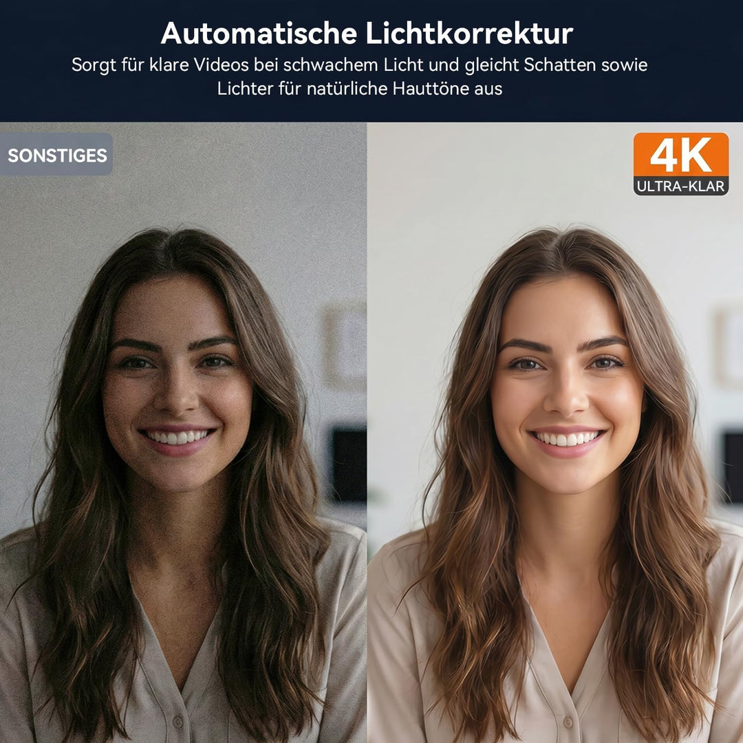AIRHUG 4K UHD USB Webcam ohne Mikrofon, Datenschutzkappe für sichere Meetings- 16MP Sony Sensor, PDA