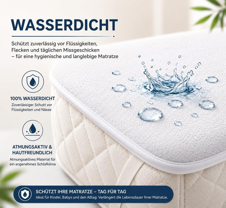 Flyideas Wasserdichter Matratzenschoner Babybett 80x160 cm, 2 STK. Zertif. Bambus - Matratzenschutz