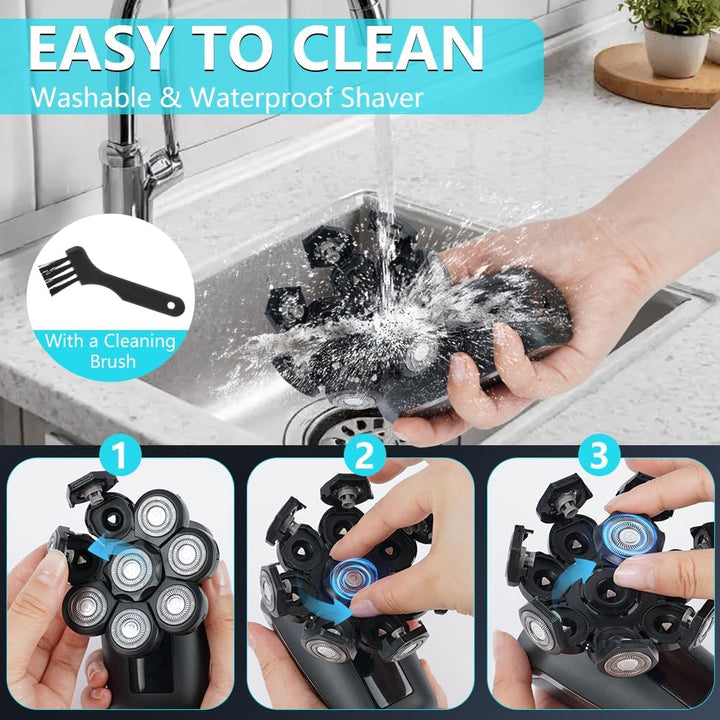 OFFCUP Glatzen Rasierer Herren IPX6 Wasserdicht Kopfrasierer Glatze mit 8D Scherköpfe Wiederaufladba